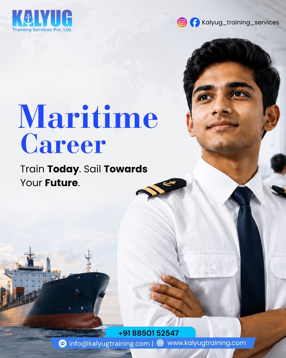 Kalyugtraining's tweet photo. Build your maritime career with the right skills, training, and guidance.
.
#kalyugtraining #maritimecareer #merchantnavy #maritimetraining #shippingcareer #deckcadet 
.
Maritime career, Merchant Navy courses, Maritime training institute, Deck Cadet training https://t.co/1xlgyBE9oy