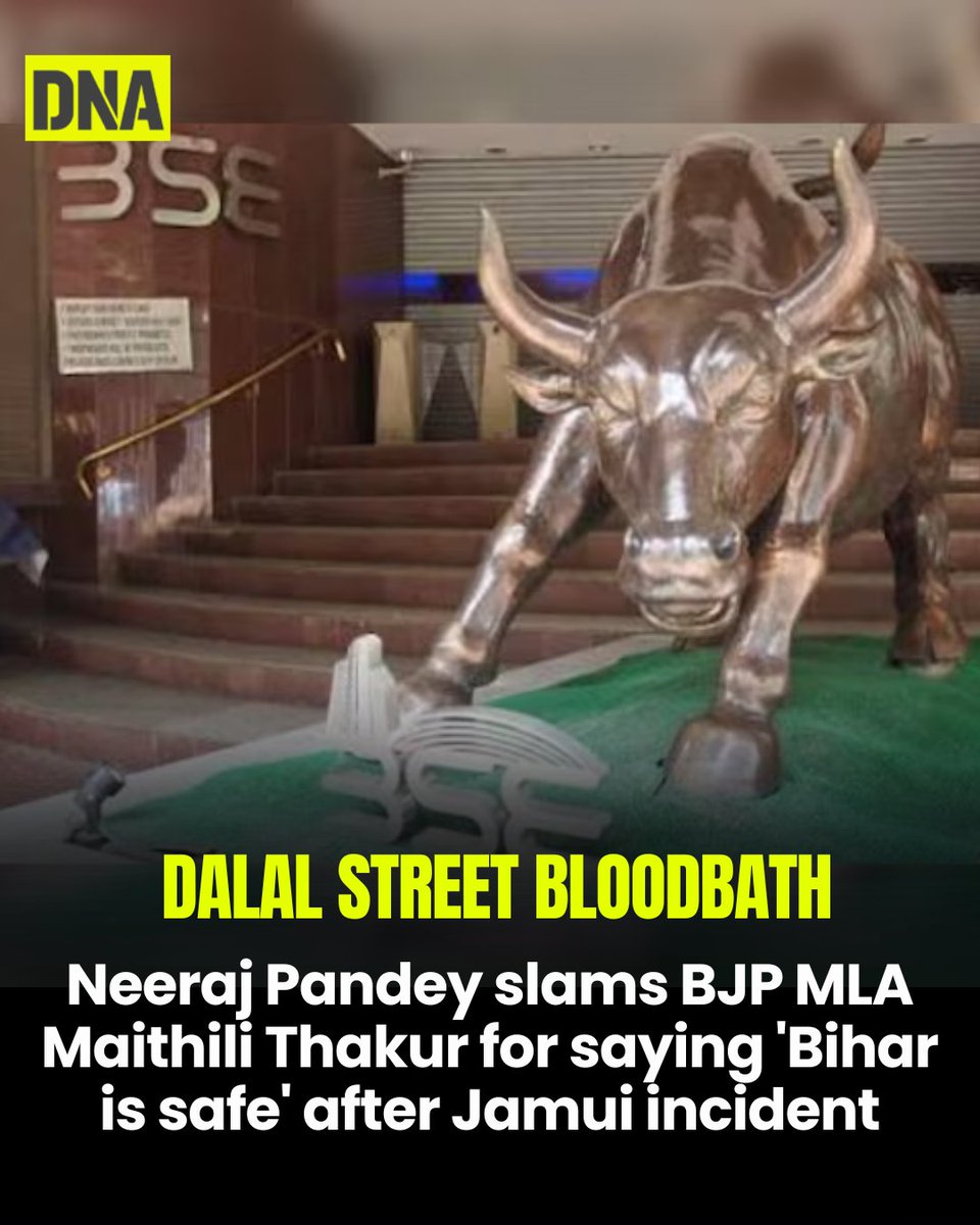 dna's tweet photo. Indian stock markets witnessed a drastic sell-off and a sharp fall in stock prices that pushed down the BSE Sensex and NSE Nifty50. Details here.

Read here:https://t.co/WI5t2WOgkg

#StockMarket #SensexCrash #MarketBloodbath #DalalStreet #DNAUpdates https://t.co/kvCTeordlE