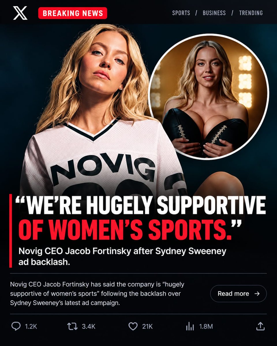 wexlerkim35's tweet photo. Sydney Sweeney Launches “Send Nudes” Collection for SYRN

Sydney Sweeney’s latest SYRN lingerie collection is drawing attention for its provocative “Send Nudes” title and campaign concept. 👀
see more photos: https://t.co/MQEqwByXMP

#SydneySweeney #SYRN #Fashion #CelebrityNews https://t.co/8uHGsqMer8