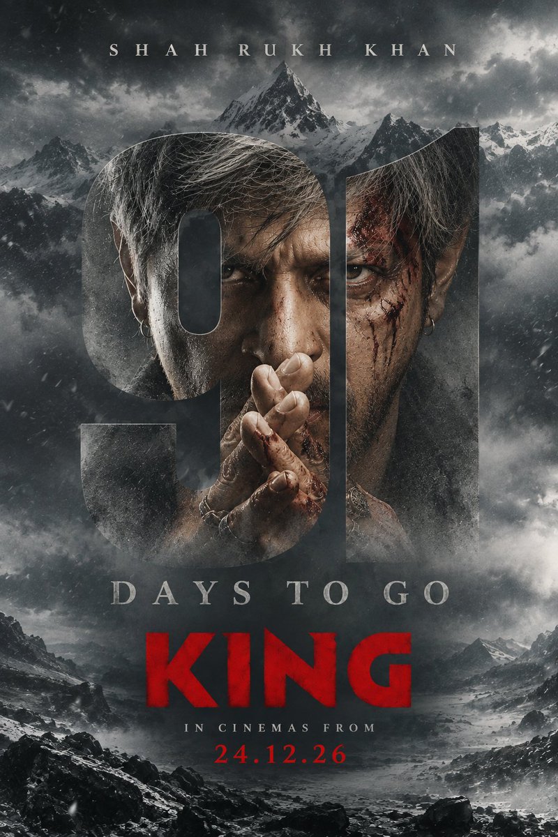 iamansh__'s tweet photo. 91 DAYS LEFT FOR KING 👑
#KING in cinemas will roar from 24.12.26 🔥
Sau Deshon Me Badnaam
Duniya ne Diya sirf ek hi naam !
#ItsKingTime | #ShahRukhKhan | #KingTitleReveal https://t.co/kiEH7Jk8BP