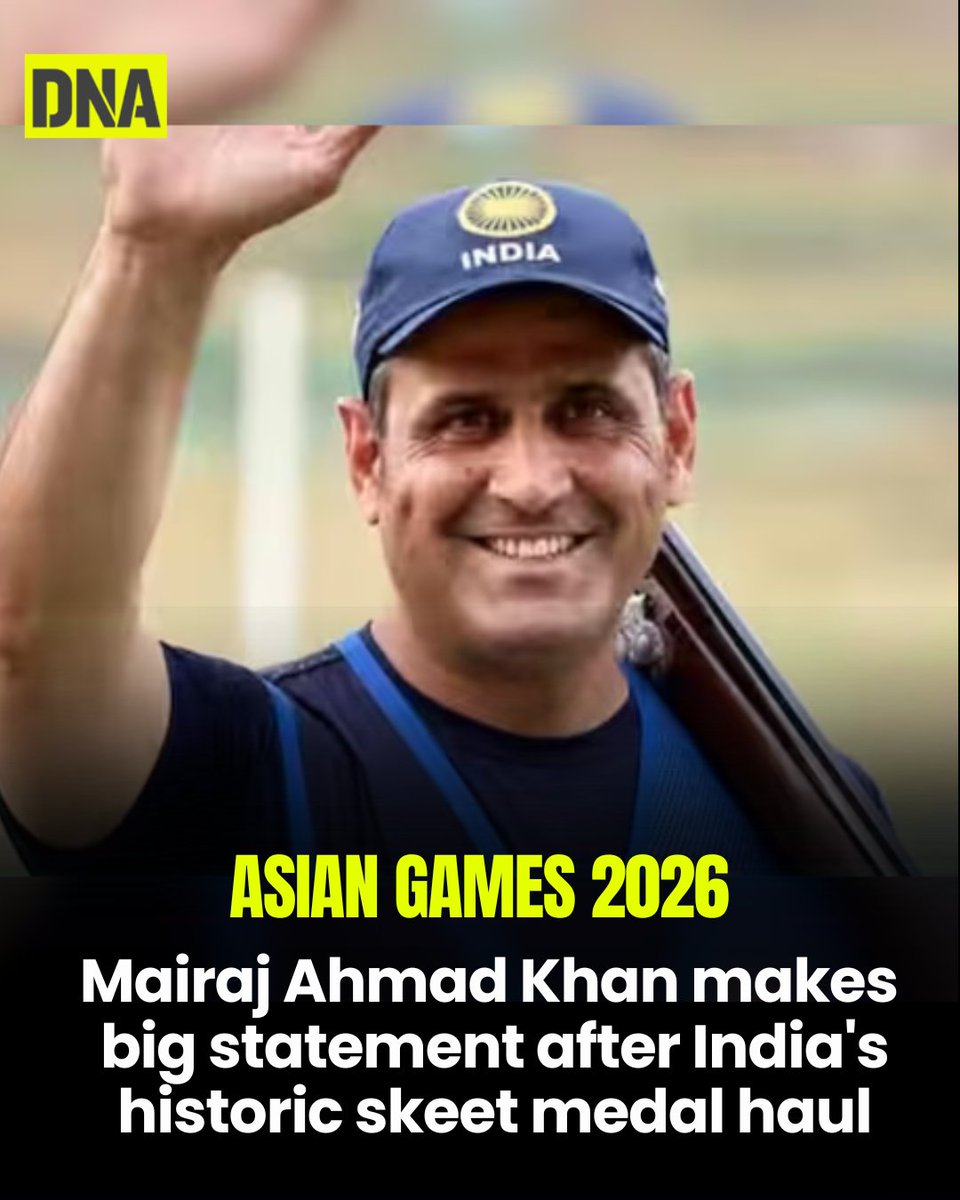 dna's tweet photo. Indian shooter Mairaj Ahmad Khan said India's three skeet medals at the Asian Games 2026 are a good step towards the Los Angeles Olympics, but the team could have done better. India won bronze in all three skeet team events at the Aichi-Nagoya Asian Games. It was a historic first for Indian skeet.

Read here:https://t.co/m3N3uSdpnk

#AsianGames2026 #MairajAhmadKhan #SkeetShooting #TeamIndia #DNAUpdates