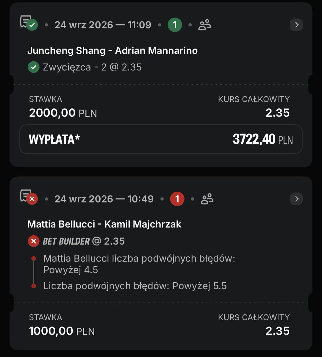 grubebety's tweet photo. Kolejne dwa kupony z dzisiaj: jeden ❌, drugi ✅. Na szczęście zielony zagrany po ciekawym kursie i odrobił z  nawiązka. Na  Ligę  Narodów — mam 4 kupony, zaraz będę je wrzucać.😎🫡 https://t.co/9hQKKdEQuS