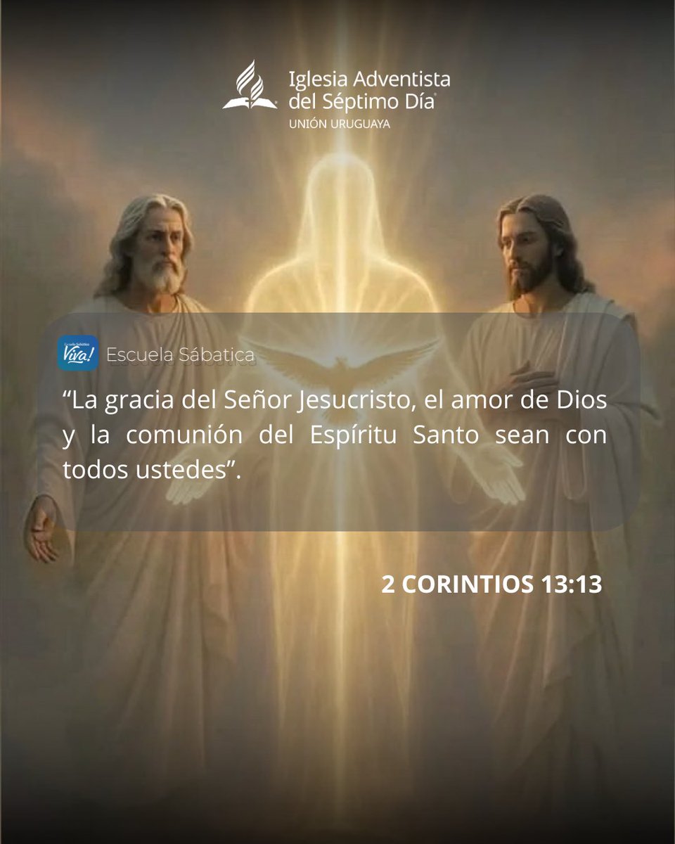 dadgab_2002's tweet photo. NUESTRO DIOS TRINO

Gracia, amor y comunión vienen de los tres. No es solo de uno.
Encuesta Radio Nuevo Tiempo Uruguay para estudiar la Biblia:
https://t.co/tNaIyIqIn6

#173AñosCumpliendoLaMisión #unavoz27 #integradosenlamisión #adventistasuruguay https://t.co/EnuRcrMFUD