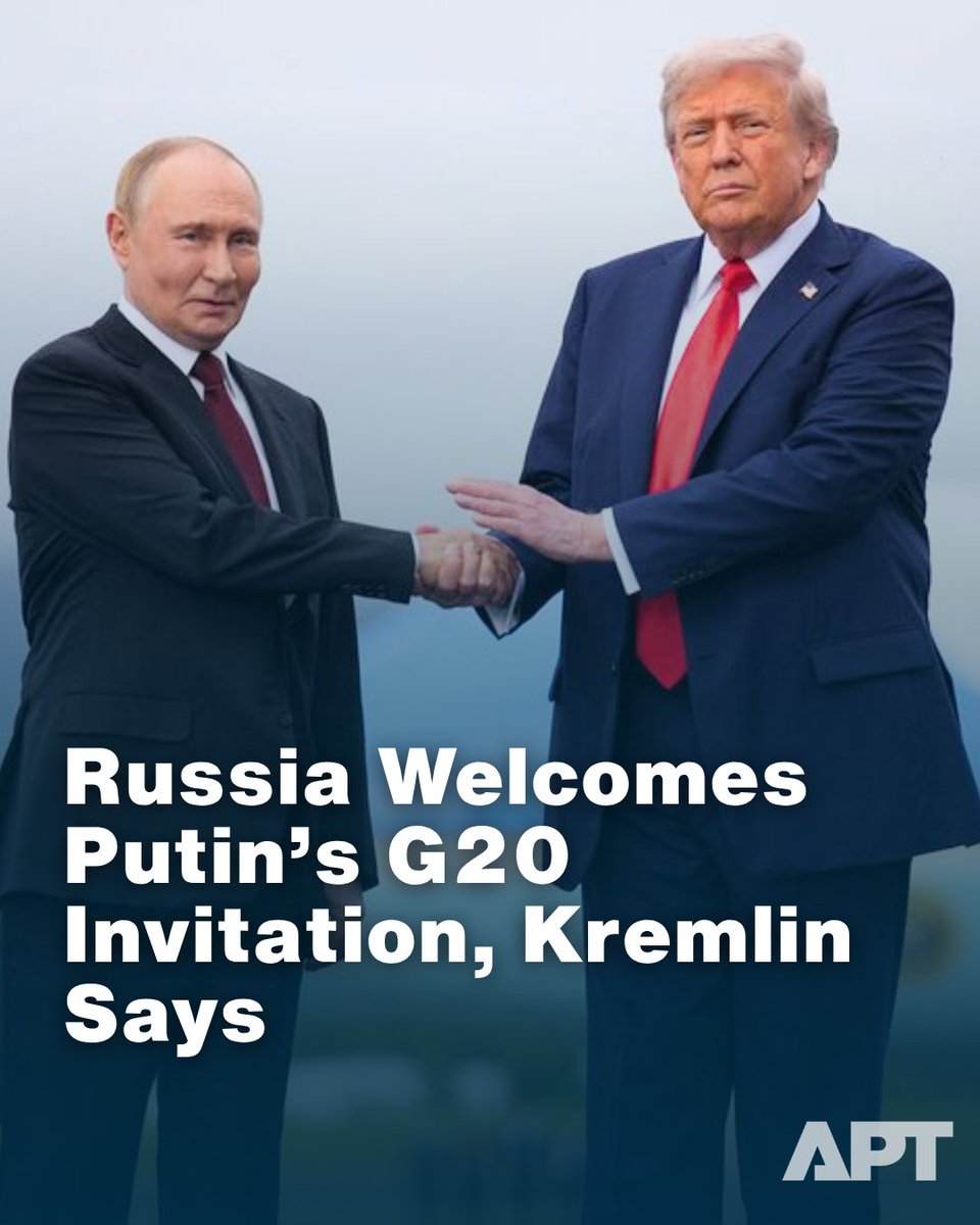 APT__News's tweet photo. The Kremlin says Russia is “grateful and appreciative” of the invitation extended to President Vladimir Putin to attend the upcoming G20 summit. Spokesperson Dmitry Peskov said the invitation will be considered.
#russia #putin #g20 #peskov #kremlin #summit #worldnews #diplomacy https://t.co/aWCSqhXxij