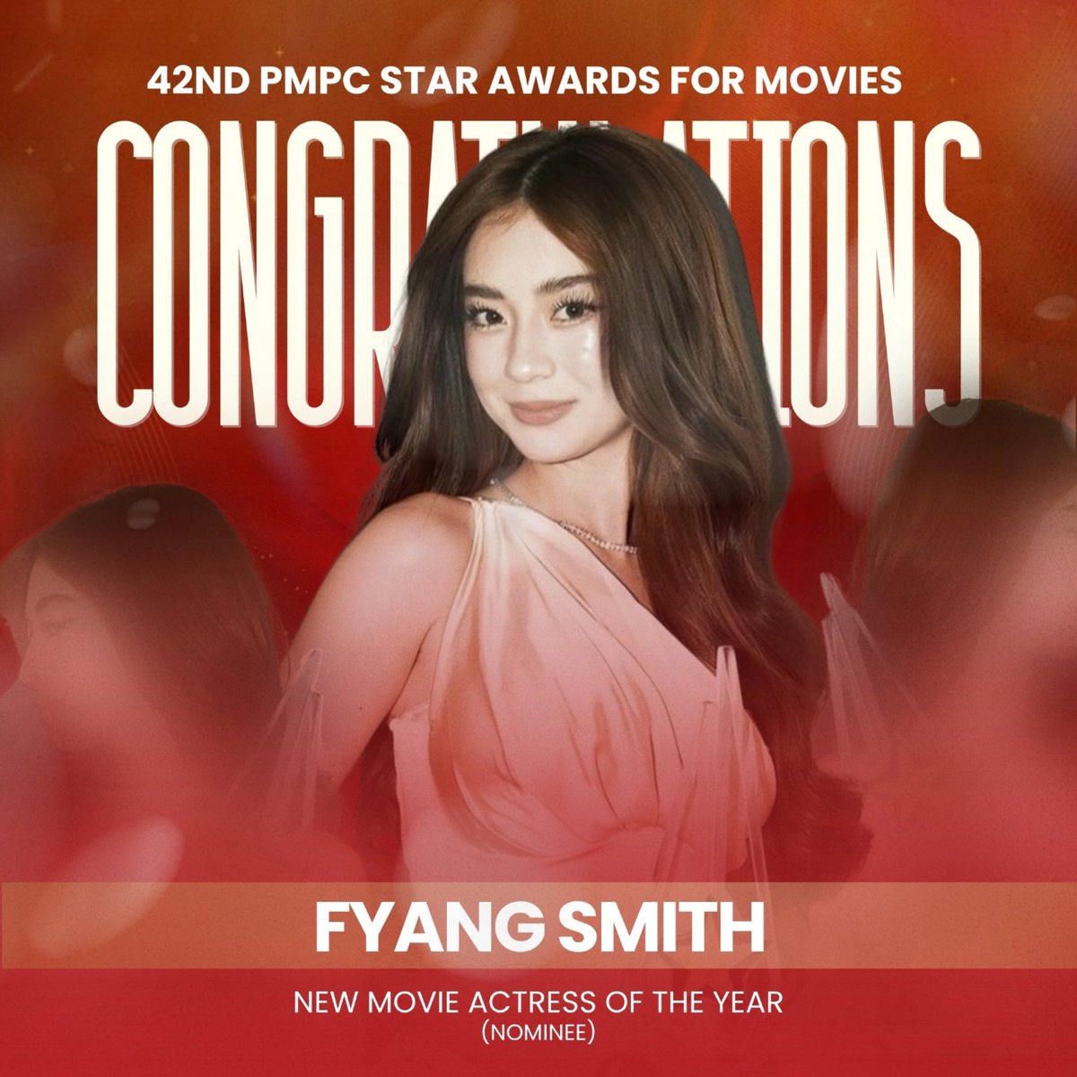 sofispam_'s tweet photo. Congratulations, #FyangSmith, on your nomination for 𝙈𝙤𝙫𝙞𝙚 𝘼𝙘𝙩𝙧𝙚𝙨𝙨 𝙤𝙛 𝙩𝙝𝙚 𝙔𝙚𝙖𝙧 at the 𝟰𝟮𝙣𝙙 𝙋𝙈𝙋𝘾 𝙎𝙩𝙖𝙧 𝘼𝙬𝙖𝙧𝙙𝙨 𝙛𝙤𝙧 𝙈𝙤𝙫𝙞𝙚𝙨 for Shake, Rattle &amp; Roll: Evil Origins!

So proud of you, Fyang. We’re manifesting this win for you! 🤍 https://t.co/QbmgRA3QrA
