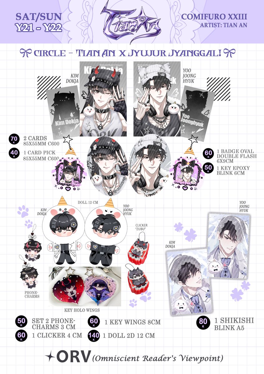 TianAn69's tweet photo. [❤️🔁are appreciated!] 
Hello! CF23 Pre-order are open! If you have any questions, DM me! :3
⭐️DL Pre-Order: 23 Sept- 1 Oct 2026
⭐️Pick up: Tian An x Jyujur Jyanggal! (Y21 - Y22) Day 1 &amp; 2.
#HSR #GI #ORV #ALST #WUWA 
#cf23catalogue #comifuro23 #comifuro23catalogue https://t.co/DMlSfXwJPj