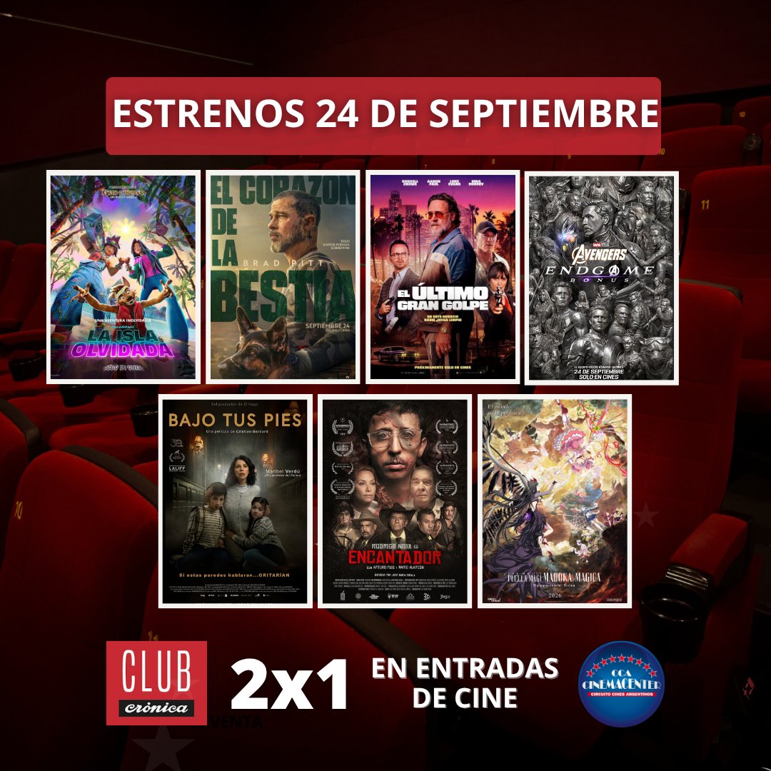 club_cronica's tweet photo. 🎬🍿 UN BUEN PLAN SIEMPRE ES MEJOR CON 2x1
¿Ya sabés qué película querés ver? Armá el plan, elegí la función y aprovechá el beneficio de Club Crónica. 🎟️✨
Con tu membresía tenés 2x1 en entradas de @Cinemacenter3D
👉 https://t.co/V6jc4JhKEF
#ClubCronica #Cinemacenter https://t.co/54QnEzLcL1