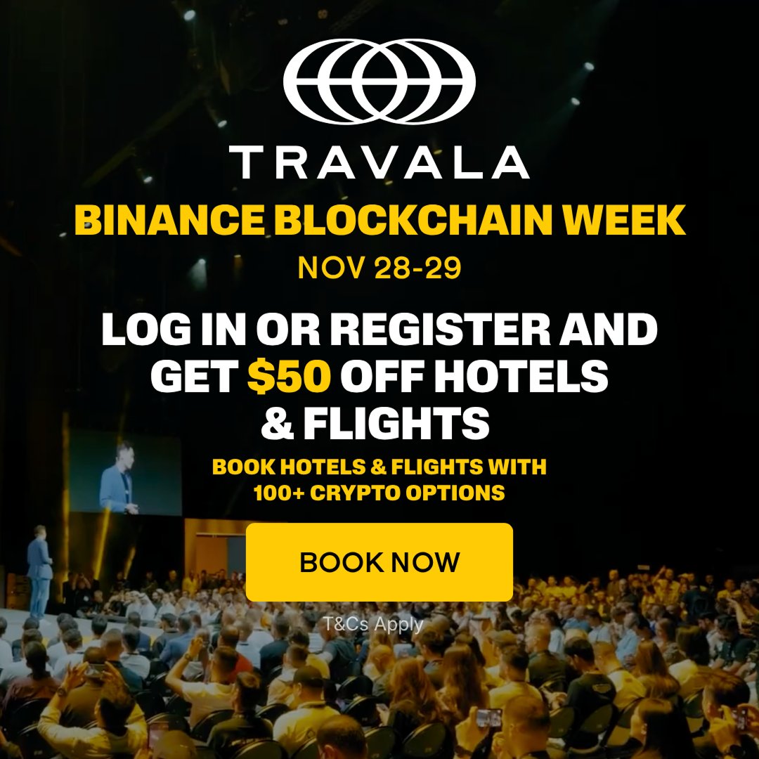 travalacom's tweet photo. Book hotels &amp; flights with crypto to Binance Blockchain Week Bangkok