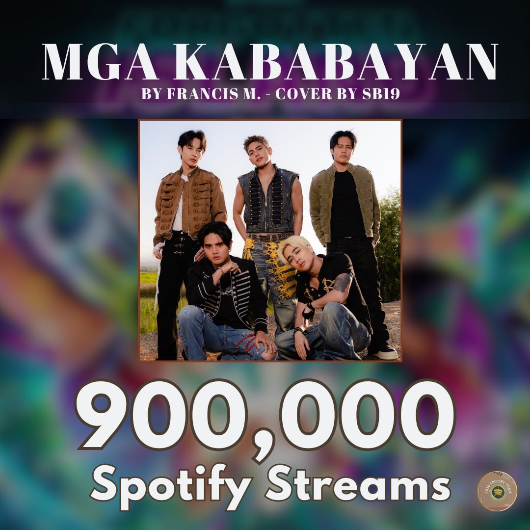 sb19_spotify's tweet photo. 🇵🇭 MGA KABABAYAN IS LESS THAN 100K AWAY FROM 1 MILLION! 🇵🇭

A cover by SB19 is about to reach a new milestone! 🎶✨

Featured in the Forgotten Island soundtrack, “Mga Kababayan” continues to bring a timeless Filipino anthem to a new generation.

Less than 100K to 1M streams on Spotify! 

Let’s keep streaming and help this track reach its next milestone! 🇵🇭

https://t.co/4WaLOP64j6

@SB19Official #SB19