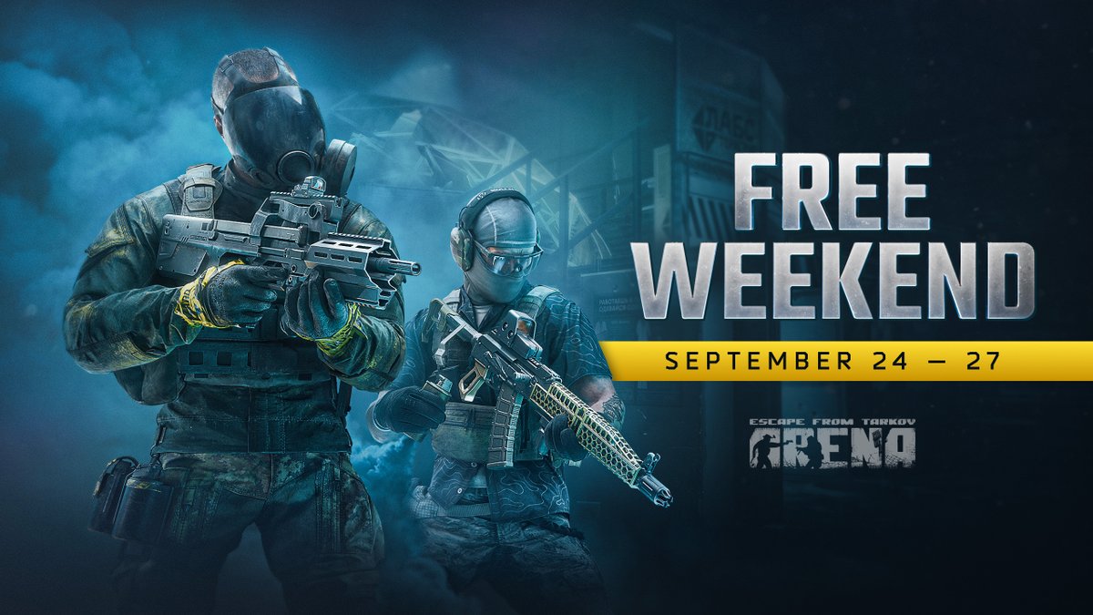 tarkovarena's tweet photo. The #TarkovArena Free Weekend has already begun!

Play for free until September 27 and check out the new content in BattlePass: Season 3 “Morbus Imperium.”

As a reminder, special offers are available as part of the event:
● 20% off Escape from Tarkov: Arena (Standard Edition).
● EFT: Arena Full Edition + all Tactical Maps — 20% off.
● Customs Tactical Map — 20% off.
● EFT: Arena + The Lab Tactical Map — 15% off.

Learn more on the official website: https://t.co/VeZuYusXiJ

Welcome to Arena, rebyata!