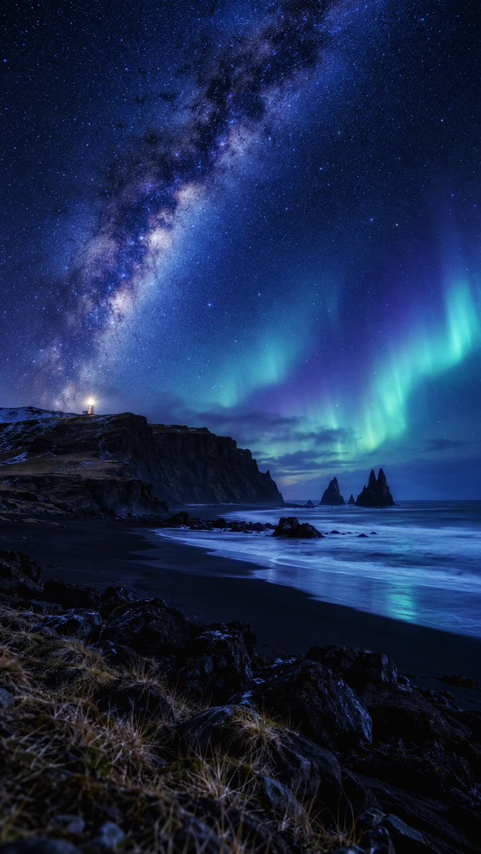 _ai_nature_art's tweet photo. オーロラまで出てきたら帰れない🌌 https://t.co/FMvj3U0ovY