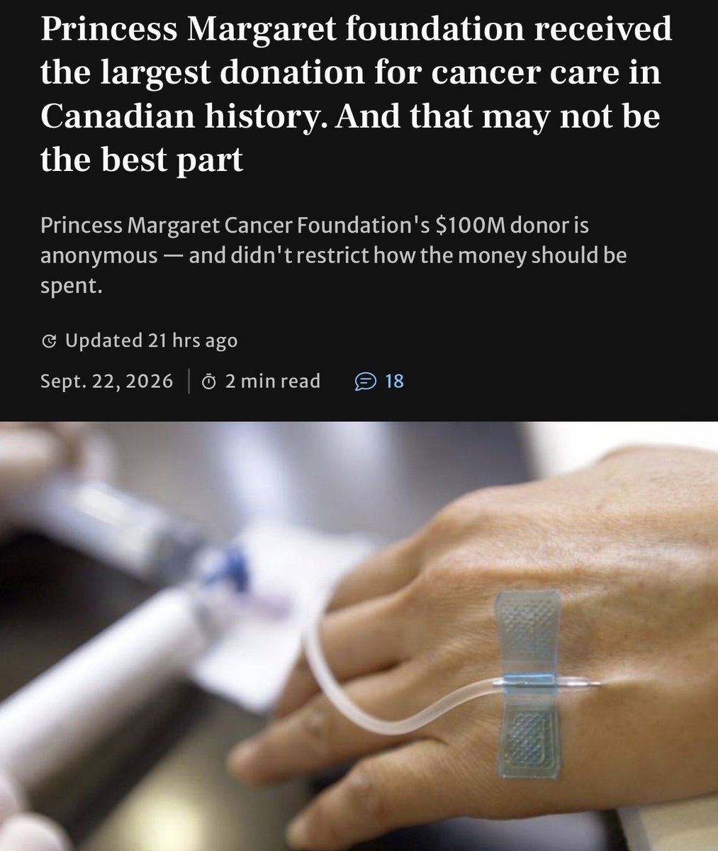 raghu_venugopal's tweet photo. Princess Margaret Hospital receives massive anonymous donation - giving hope to cancer patients everywhere. And it’s unrestricted meaning the donor fully trusts cancer experts how to allocate it. Historical. Canada’s publicly funded healthcare system. @UHN @pmcancercentre @KevinSmithUHN
https://t.co/fGaabnH88g