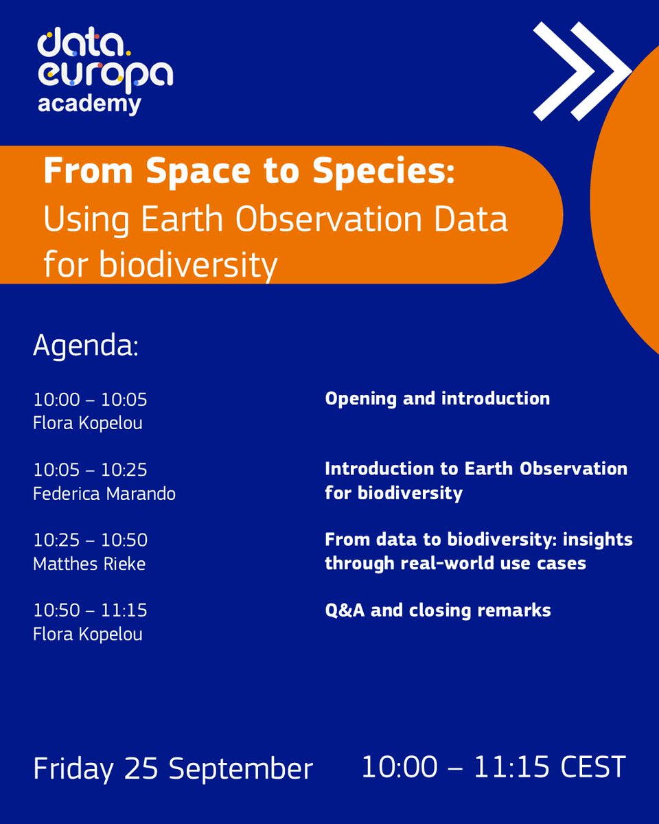 EUPublications's tweet photo. 🚨 Final call! Join our biodiversity webinar to discover how Earth Observation and open data support conservation and environmental decision-making. 🌍

Register here 👉 https://t.co/YCC2UjFHlH https://t.co/CS298VevFY