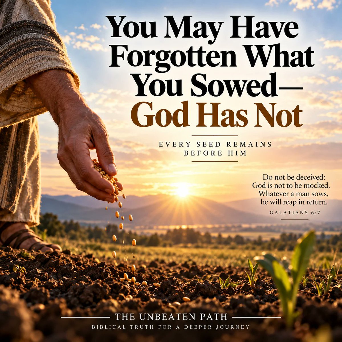 TruthForLives's tweet photo. Every choice plants something. Scripture's law of sowing and reaping is not karma, fate, or an impersonal universe balancing accounts; it operates under the sovereign God who sees, remembers, judges, rewards, forgives, and governs the harvest. Evil does not become harmless because consequences are delayed, and faithful obedience does not become fruitless because its reward is unseen. Yet suffering must never be carelessly reverse-engineered into proof of hidden sin: Job, Joseph, and Jesus show that suffering may also be testing, preparation, persecution, or participation in a greater purpose. Man chooses what he sows; God governs the season, measure, and form of the harvest.