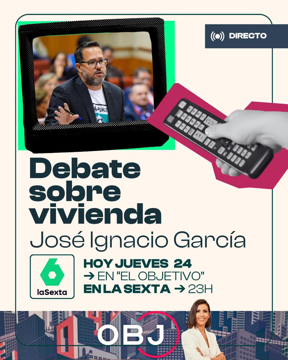 joseigs_'s tweet photo. 📺 Esta noche, a las 23H, estaré en directo en El Objetivo (La Sexta) para debatir sobre vivienda. https://t.co/gnoZv4Y0Ls