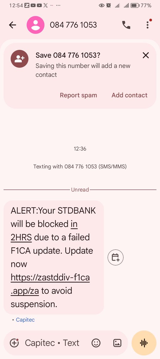 Dan_ZeuS's tweet photo. @StandardBankZA there's a scam going around using your name. https://t.co/evLT5p69Vr