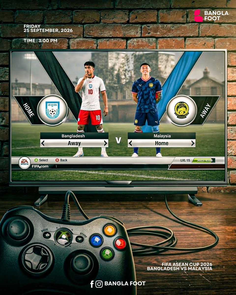 OriginFoot_bd's tweet photo. ๐ง๐ฉ BANGLADESH ๐ MALAYSIA ๐ฒ๐พ
The Bangladesh National Football Team faces Malaysia in the FIFA ASEAN Cup 2026! โฝ๐
๐
Friday, 25 September 2026
โฐ 3:00 PM (BST)
๐๏ธ Gelora Bung Karno Stadium, Jakarta
๐บ Live on Toffee & T Sports
๐ง๐ฉ COME ON, BANGLADESH! ๐ฏโค๏ธ๐
#BanglaFoot https://t.co/66vmfKmYRl