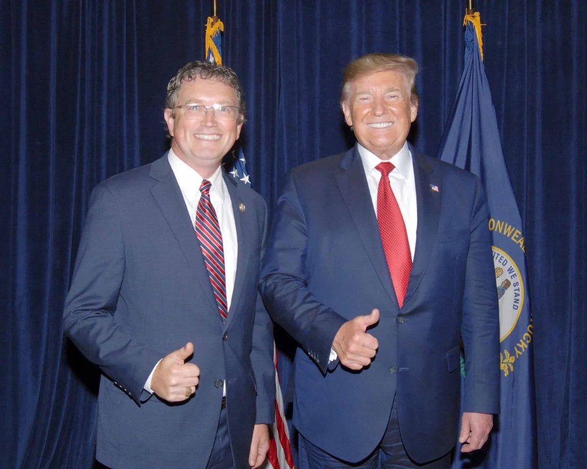 beinlibertarian's tweet photo. In an alternate timeline, Trump takes a liking to Thomas Massie, lobbies for him to replace Mike Johnson, the Epstein criminals are in jail, Bibi is fending for himself, DOGE is codified, the Department of Education doesn’t exist, farmers are happy, and the GOP wins in 2026 https://t.co/tphNw06SYk