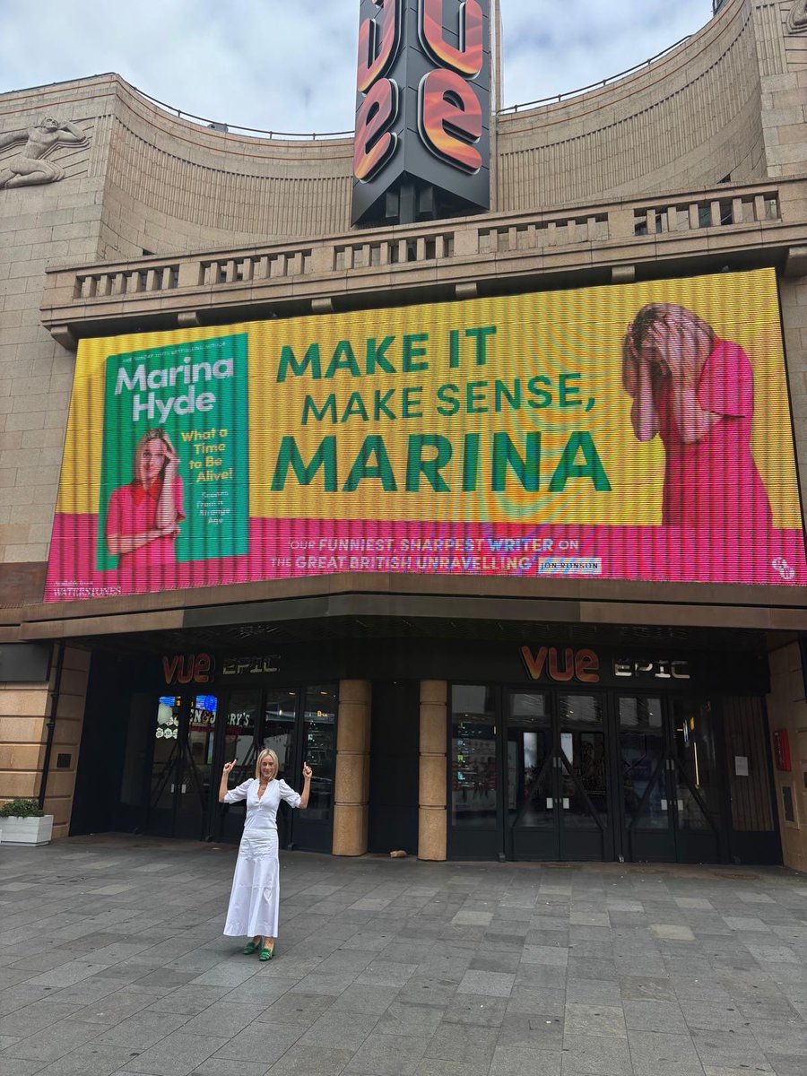 MarinaHyde's tweet photo. Wow Leicester Square just got even trashier etc

It’s publication day for my book, What A Time To Be Alive! Available now in bookshops, audiobook or here … https://t.co/FEtiLcLs99 https://t.co/evw5VZKXGc