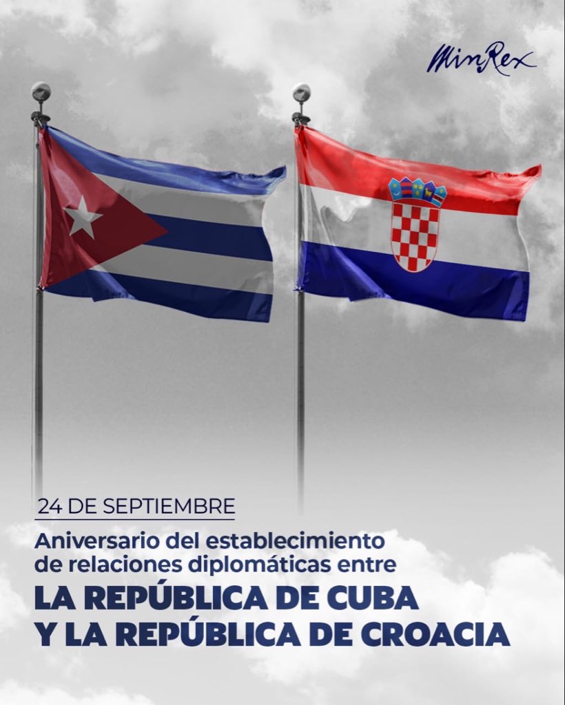 CubaMINREX's tweet photo. Cuba y Croacia 🇭🇷 celebran el 34 Aniversario del establecimiento de sus relaciones diplomáticas.

Ratificamos la voluntad de ampliar los vínculos entre nuestros países. https://t.co/7s0yNyjiqa