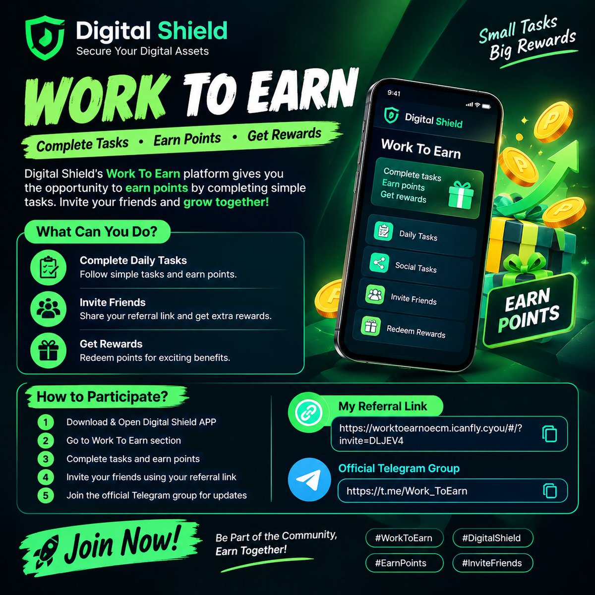 LINOXX9090's tweet photo. 🚀 Work To Earn!

Complete tasks, earn points &amp; invite friends. 🎯

🔗 Join: https://t.co/gHvaUBgetX

📢 Telegram: https://t.co/QwZ8BfyUwY

#WorkToEarn #DigitalShield #EarnPoints https://t.co/CknRWvlYL7
