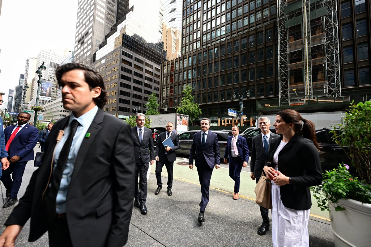 albinkurti's tweet photo. Concluded the trip to New York with a working lunch with Western Balkan leaders, hosted by EU High Representative @kajakallas.

Kosova has demonstrated clear progress on reforms, with advancements in 35 areas, no backsliding in any, and no progress in only three. We also maintain full alignment with the EU's Common Foreign and Security Policy. This alignment is not simply symbolic, it reflects Kosova's clear strategic orientation and resilience against malign influence at a time of heightened geopolitical uncertainty.

Rising tensions in the region come from Russian proxies, authoritarian leaders, asymmetric minority community rights, and the failure to face past crimes committed during the war.

Now it is time for Kosova to be granted EU candidate status. Advancing the process would provide further impetus to reforms in the rule of law and public administration, the judiciary, and the fight against corruption. Kosova remains a devoted and unequivocally European partner, ready to contribute fully to our continent's shared future.