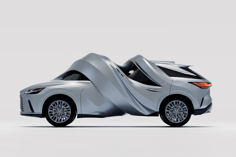 CompositesD's tweet photo. Mschf and Lexus turned an RX 450h+ into a giant spiral for their MOTOMORPHOSIS art project. https://t.co/rA4YqFlM9h