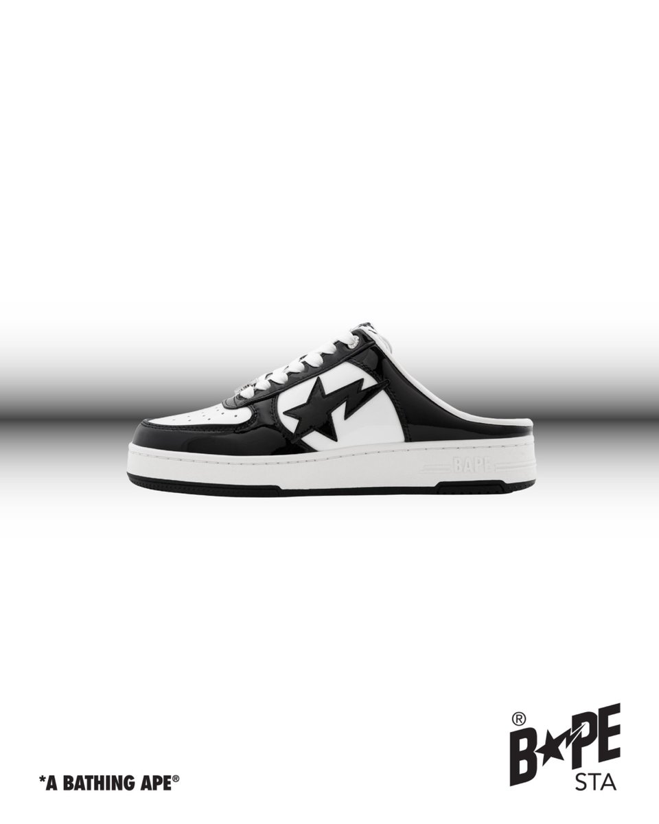 BAPEOFFICIAL's tweet photo. The BAPE STA™ CLOG brings together the iconic BAPE STA™ silhouette and the easygoing spirit of clog culture, made to move with confidence from every angle.

Slip in and step out.

Available starting Sep 26, 2026, at BAPE STORE® and https://t.co/IBXRBlilL2.

#BAPE #ABATHINGAPE #BAPESTA #BAPESTACLOG