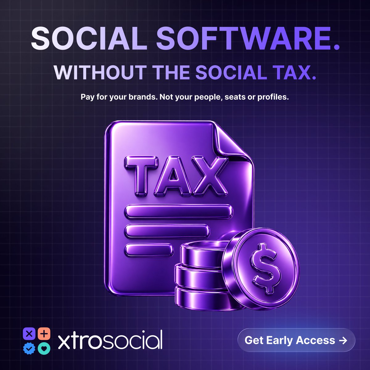 XTROSocial's tweet photo. Social media software should help you scale, not charge you for it.

XTRO Social is built around a simple idea: pay for the brands you manage, not the number of users, seats, or profiles you add.

🚀 Early access is now open.

#XTROSocial #SaaS #SocialMedia https://t.co/GfYJmdqj3K