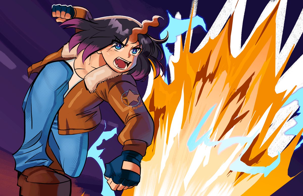 theliving3ds's tweet photo. A good friend of mine drew this awesome piece of Elma from Miss Kobayashi's Dragon Maid wearing Terry's Wild Wolf outfit! Gonna put it on a fight stick! Art by @ICSH_NG https://t.co/QtxtfVM8xg