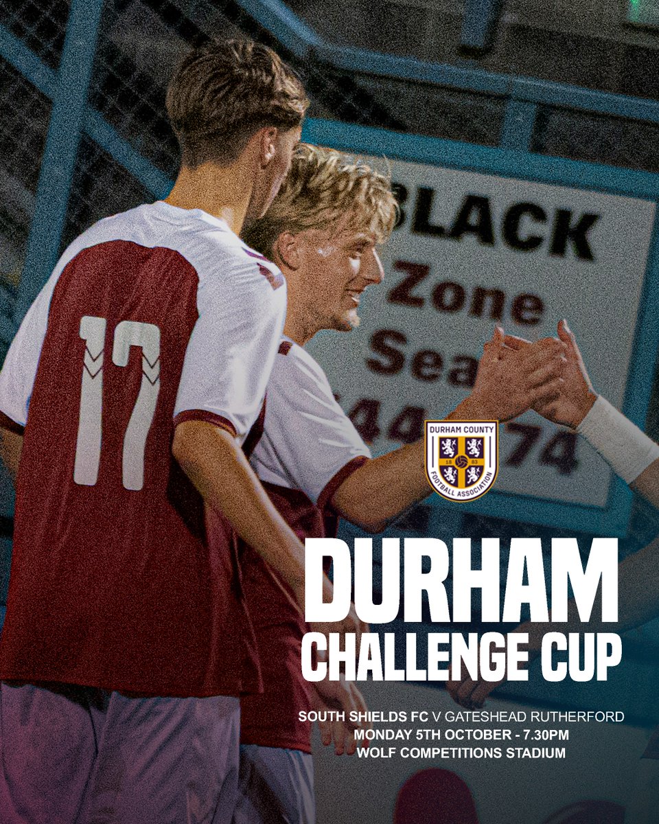 SouthShieldsFC's tweet photo. 🏆 We will host Gateshead Rutherford at home in the Durham Challenge Cup on Monday, October 5th, at 7.30pm.
Emails have been sent to reserve your season ticket seat, with general sale going live Friday, October 2nd, at 3pm.
🎟️ £3/£1/£1/FREE
#SSFC #AlwaysReady https://t.co/SYVNYPp4fP