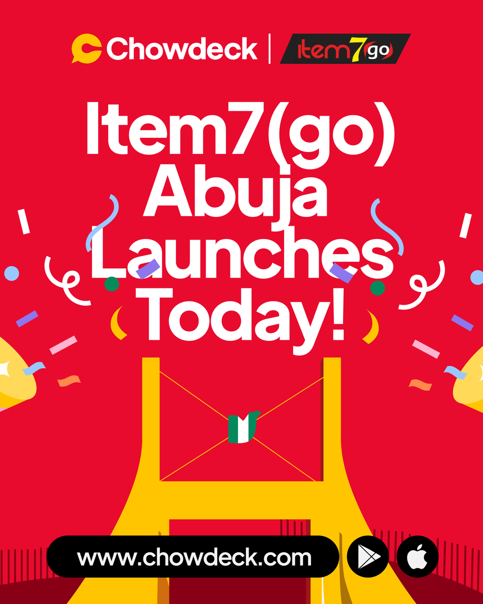 chowdeck's tweet photo. The wait is over, Abuja. Item 7go is here. π₯
You already placed 1,500 pre-orders, so clearly we need to ask:
Can Abuja finish 900 pots today? π
The party rice has officially landed.
Abuja, letβs eat! π
#Empty900Pots #ChowdeckXItem7goAbuja https://t.co/hxhUsmdgwr