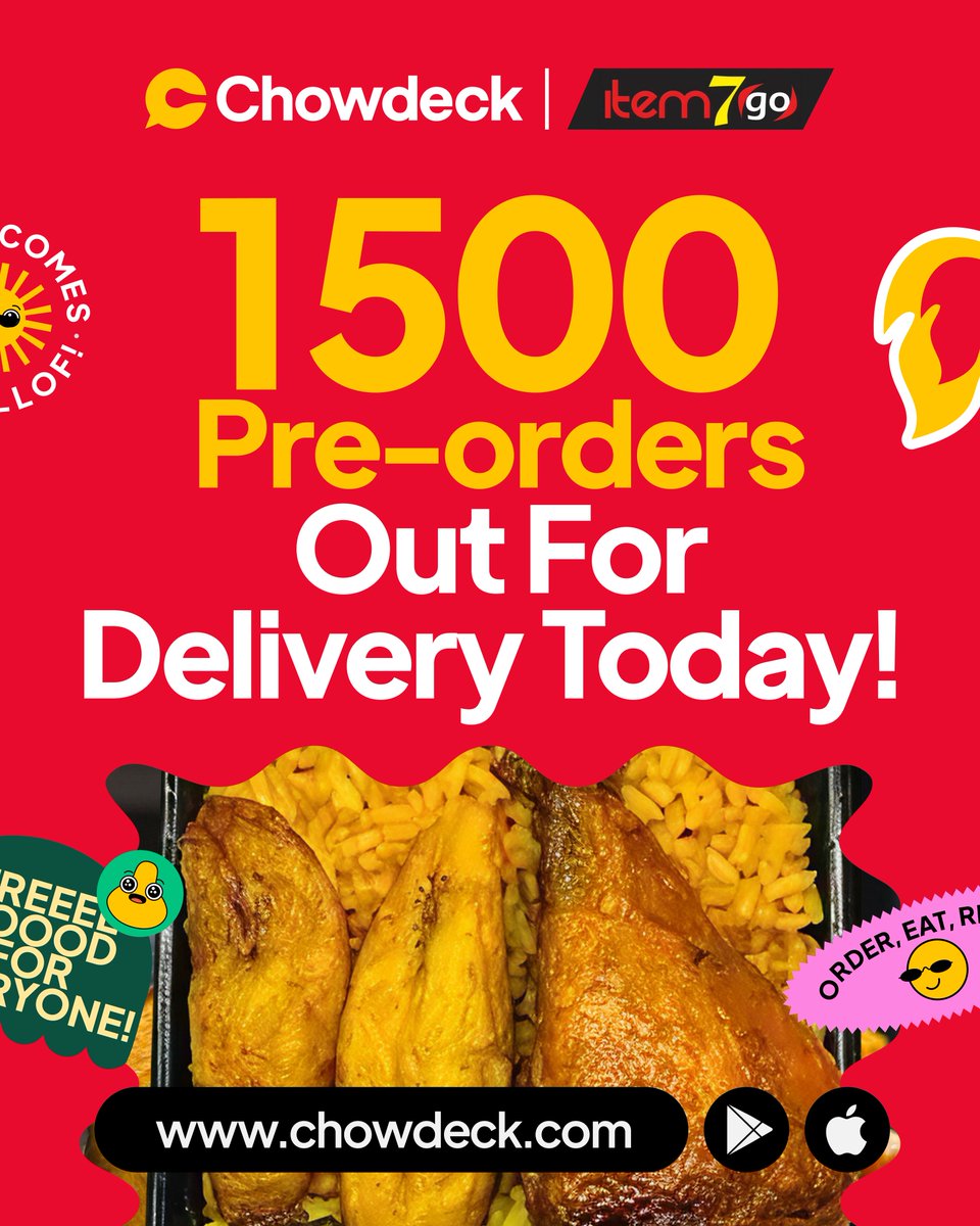 chowdeck's tweet photo. The wait is over, Abuja. Item 7go is here. π₯
You already placed 1,500 pre-orders, so clearly we need to ask:
Can Abuja finish 900 pots today? π
The party rice has officially landed.
Abuja, letβs eat! π
#Empty900Pots #ChowdeckXItem7goAbuja https://t.co/hxhUsmdgwr