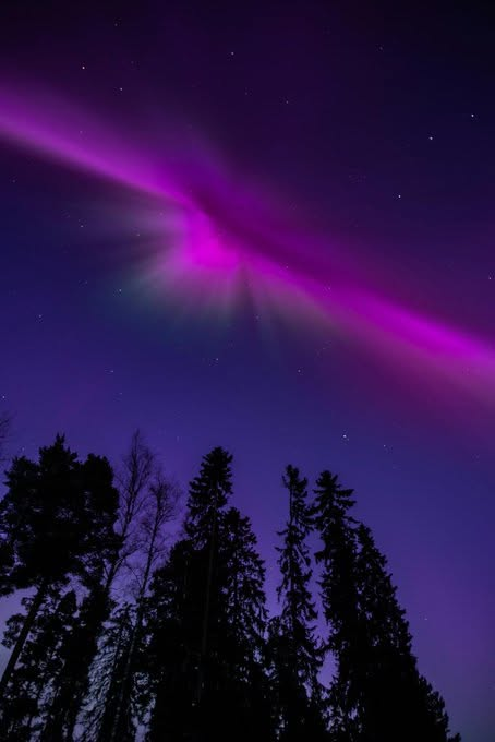 Thespacetechguy's tweet photo. Super rare magenta aurora in the sky over Finland ✨ https://t.co/6M3boA4mBN