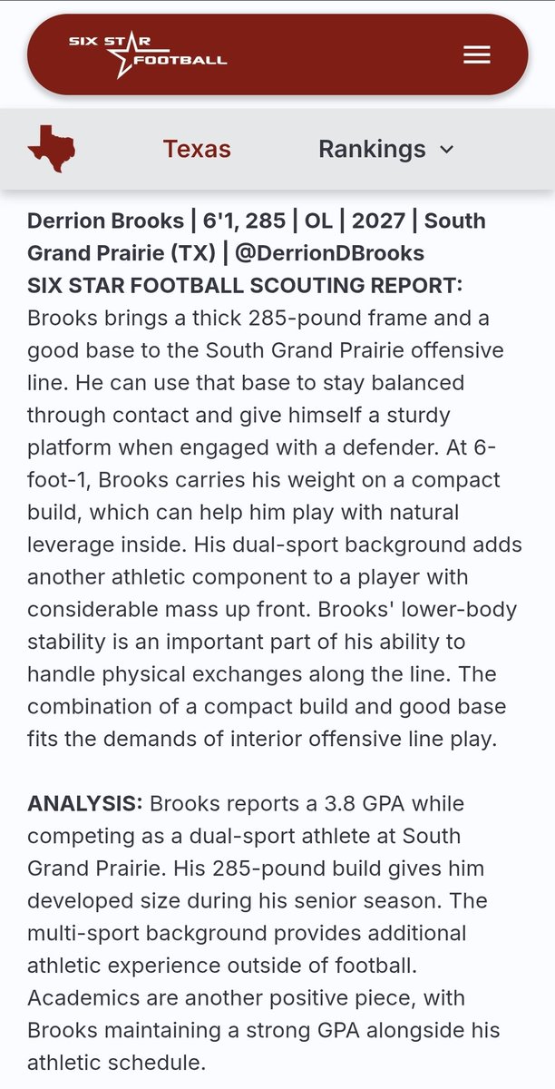 DerrionDBrooks's tweet photo. Thanks AJ Brooks @sixstarfootball for the recognition! 

@Coach_DeLay @coachphilvc @CoachC_Osunde @Marchen44 @USArmyBowl @CStandard75 

#slowfeetdonteat | #trenches https://t.co/WuzApXgZhX
