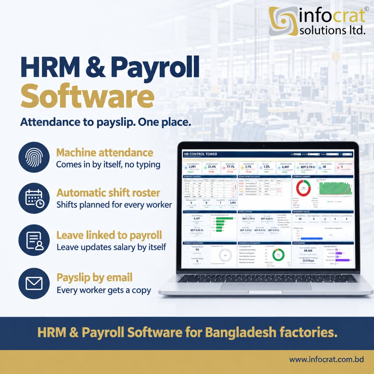 ESimSol's tweet photo. Attendance on one sheet, leave on another, payroll on a third. ESimSol HRM and Payroll keeps all three in one place, from the machine to the payslip. https://t.co/rYnS9AP1qs

#HRMSoftware #PayrollSoftware #RMGBangladesh #GarmentsIndustry #Bangladesh https://t.co/mqvVF9Npio