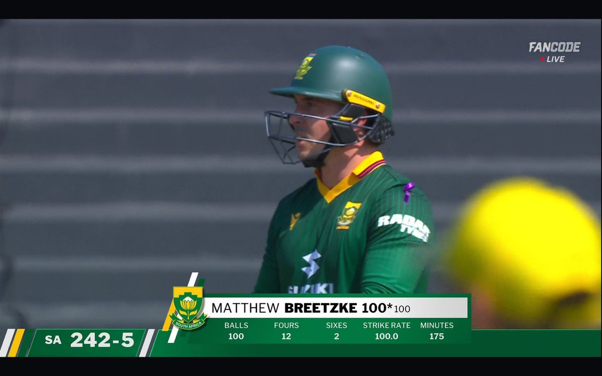 CricCrazyJohns's tweet photo. Fifty vs Australia ✅
Fifty vs Australia ✅
Hundred vs Australia ✅

3 Games, 2 Fifties, 1 Hundred - Matthew Breetzke is on the charge against Australia, he is a run machine in ODI, What an incredible batter for South Africa 😍 https://t.co/91rrdLUUGK