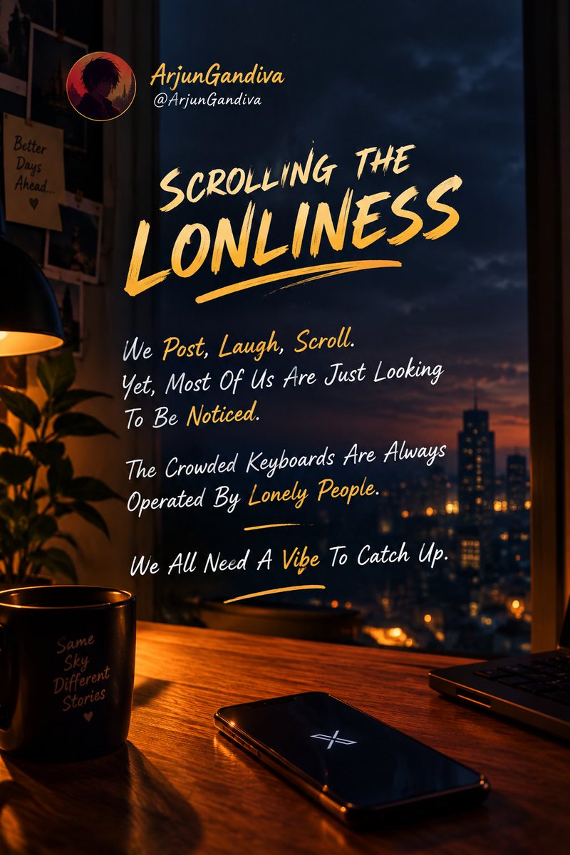 ArjunGandiva's tweet photo. All We Need

"Just A Happy Timeline" 💓

#Loneliness #LateNightThoughts #Overthinking #HumanNature #MentalHealth #LifeThoughts #DeepThoughts #Relatable #TwitterThoughts #XCommunity #writer #iwrite #keepithappy #viral https://t.co/1JRdts3ydG