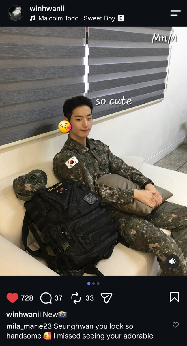 AmiraAi's tweet photo. Omg Seunghwan uploaded pictures on his Instagram 😭 He's adorable. 

My day always gets better when I'm able to see his sweet smiling face ☺️ 

Seunghwan you look super handsome and I'm right here cheering for you while you're completing your military service 🫡💖

Take care my darling sweet boy 🥰 
풍요롭고 행복한 한가위 🙏🌕

씅랑해 환이💕
#정승환 #jeongseunghwan