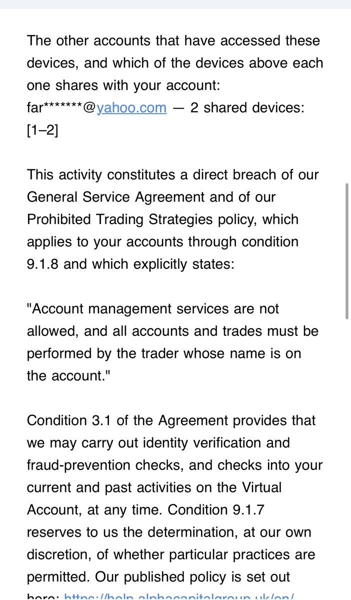 dsakjh3432s21_'s tweet photo. 🚨 WARNING TO PROP TRADERS

Alpha Capital Group denied my $4,160 payout and permanently banned me over an alleged CID match with a trader I DO NOT KNOW.

I used only:
• my own phone
• my own Wi-Fi
• my own account

No shared device. Ever.
Thread 👇 https://t.co/wjlWGDqBXp