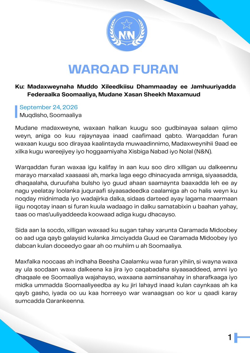 Saidhuseniid's tweet photo. An open letter from H.E.Mohamed Abdulahi Farmaajo https://t.co/w9X4GFDwJ7