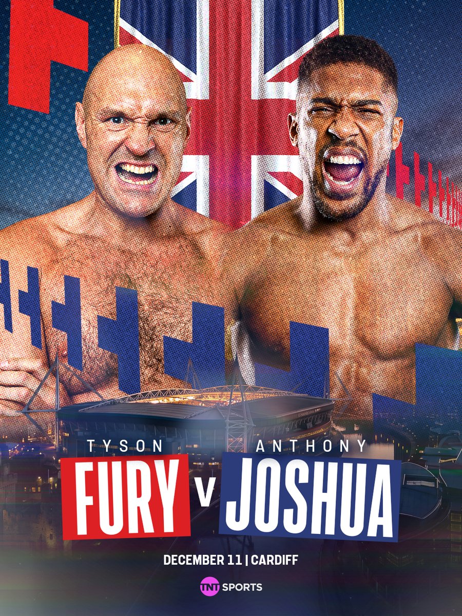 boxingontnt's tweet photo. 🚨 TYSON FURY. ANTHONY JOSHUA. DECEMBER 11. CARDIFF 🇬🇧 

The one we've all been waiting is FINALLY OFFICIAL 🥊 🍿 👀 https://t.co/EC17y07eHp