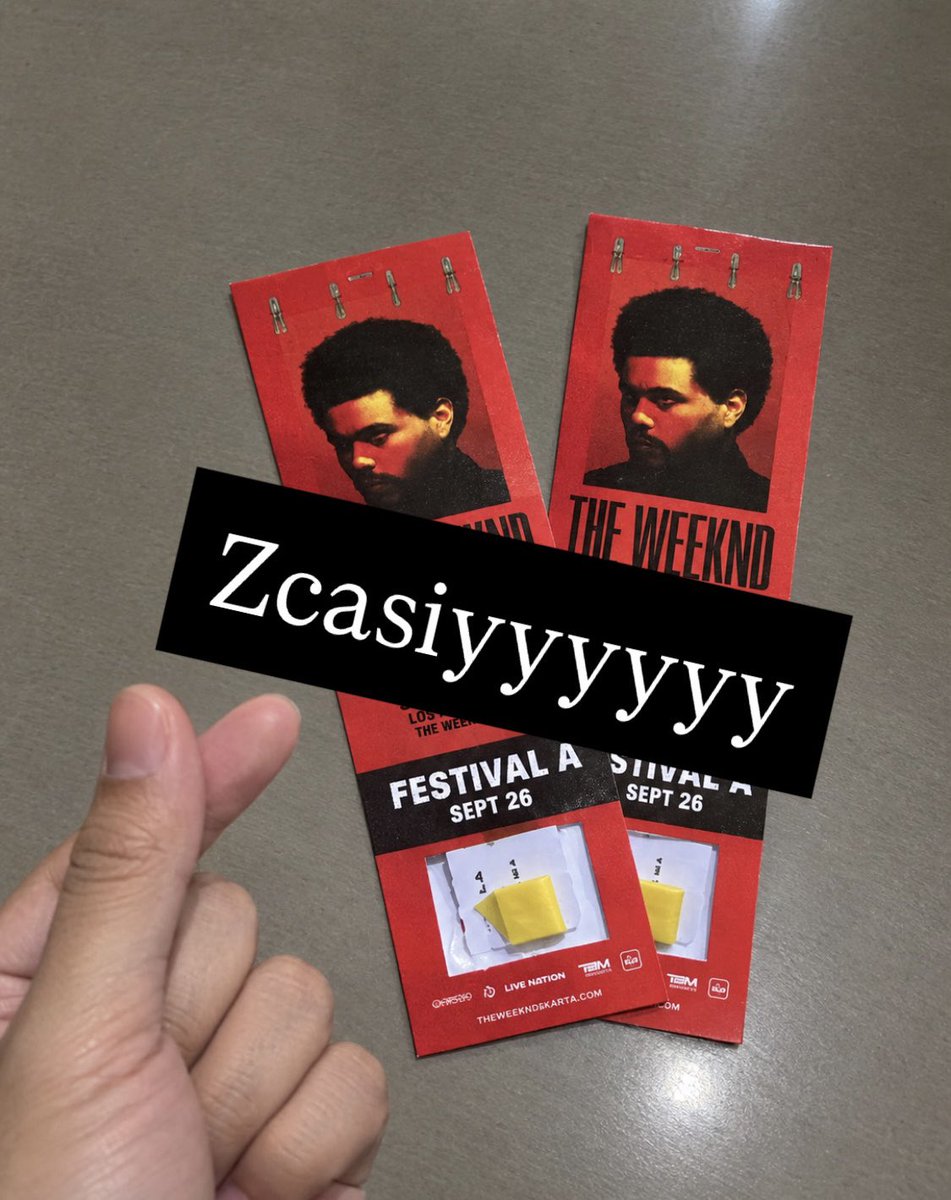 zcasiy's tweet photo. wts want to sell tiket the weeknd jakarta day 1 

✅Festival A (2 Tix) 1.300k / Tix
✅GOSEND SEKARANG

t. wts wtt wtb tkt the weekend jakarta jkt day 1 day 2 mau jual #zonajajan #zonauang https://t.co/R1luoQwyrg