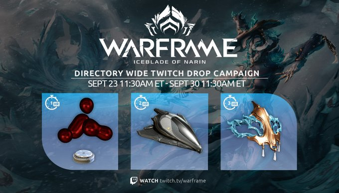 WarframeJPN's tweet photo. Twitchで #Warframe の配信を視聴し、無料のTwitch Dropsをゲットしよう。

日本時間10月1日午前0時30分まで、クバ小球体、パララックス ランディングクラフト、Duelist サムダリーを入手できです。
https://t.co/7HdopNbuYO https://t.co/2dkwpLXSp9
