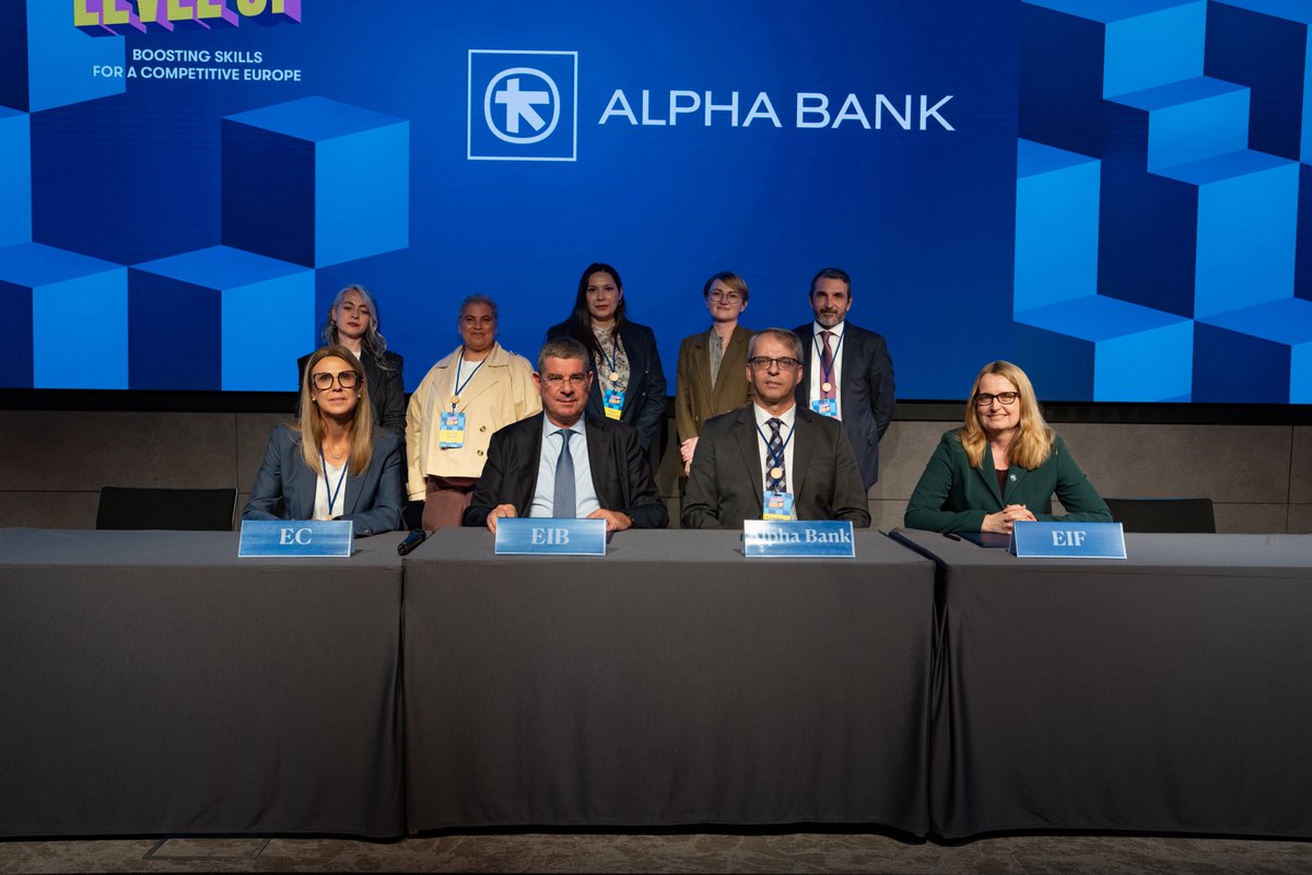 EIF_EU's tweet photo. A strong economy starts with people who have the skills to shape its future.

The EIF has signed a new guarantee with @Alpha_Bank at the 'Got skills? Level up!' event in Luxembourg⏩ It will unlock €3.57m for education and skills in Greece #InvestEU🔗 https://t.co/RQXL2wol0v https://t.co/EVdEJFH1zL