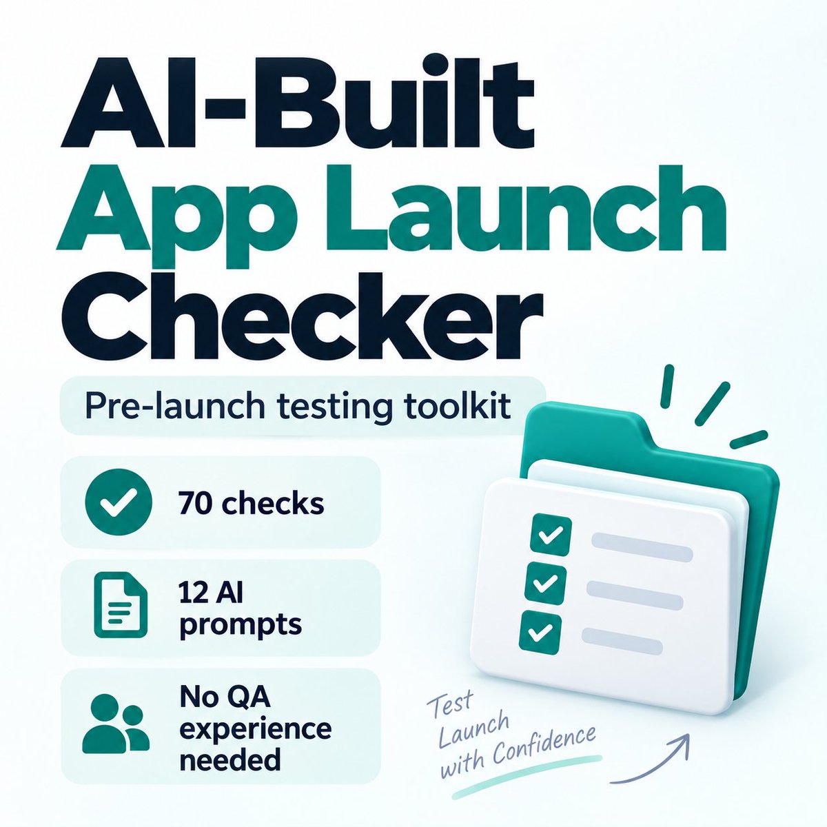 nrclhr's tweet photo. AI says it works. Real users may disagree.

After 25+ years in QA, I built the AI-Built App Launch Checker for founders and solo builders using AI.

70 guided checks. PASS/FAIL tracking. Retesting. Clear launch result.

Live today on Product Hunt:
 https://t.co/h1mrD2dy5C https://t.co/bbzKG0gH67