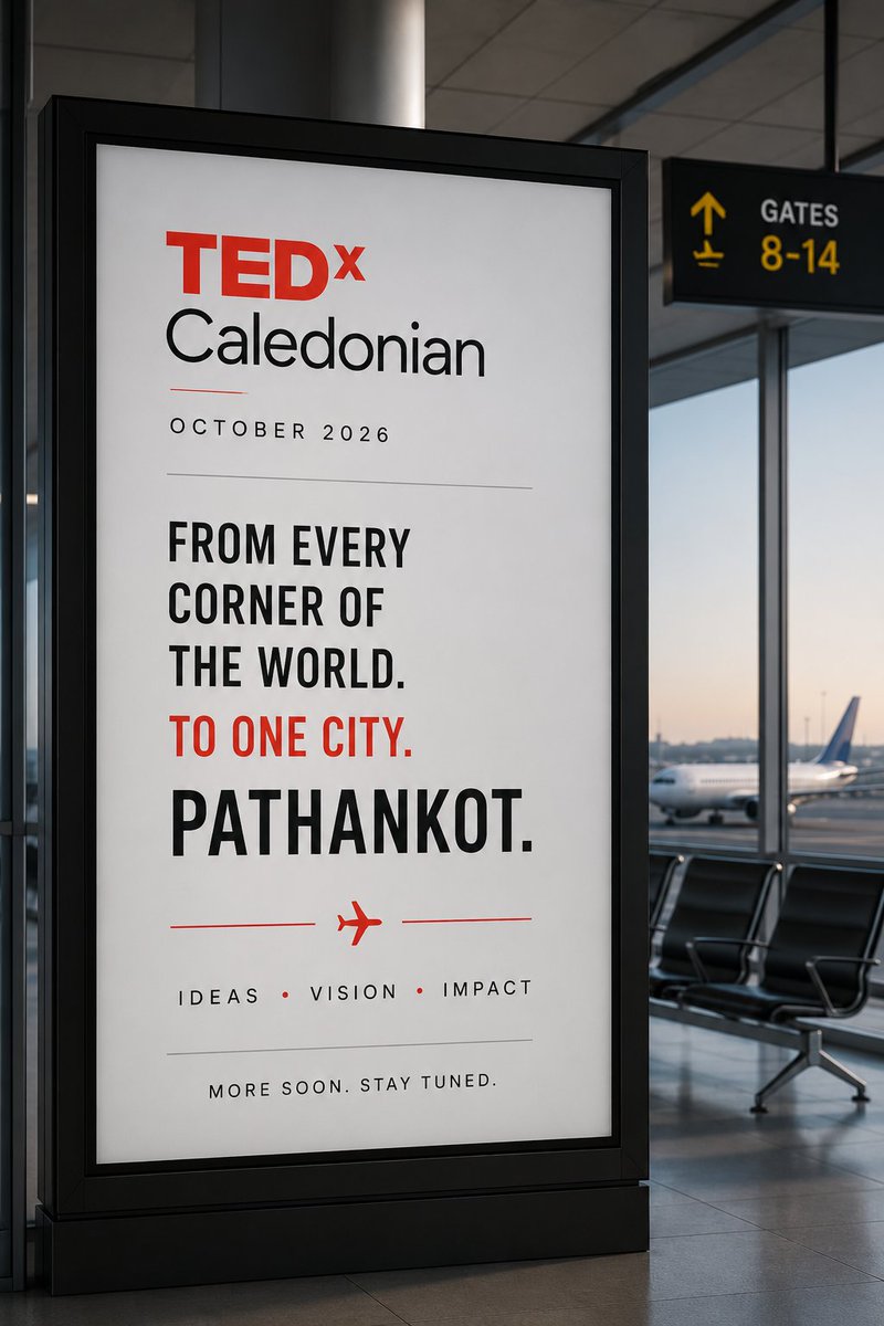 spidey_cyp155's tweet photo. โ๏ธ Same sky. New conversations. One destination.
In October 2026, the world comes to Pathankot.
Ideas will cross borders. Cultures will meet. Conversations will create new possibilities.
TEDxCaledonian 2026 โ Boarding Soon.
#TEDxCaledonian #Pathankot #Confluence #IdeasWorthSpreading