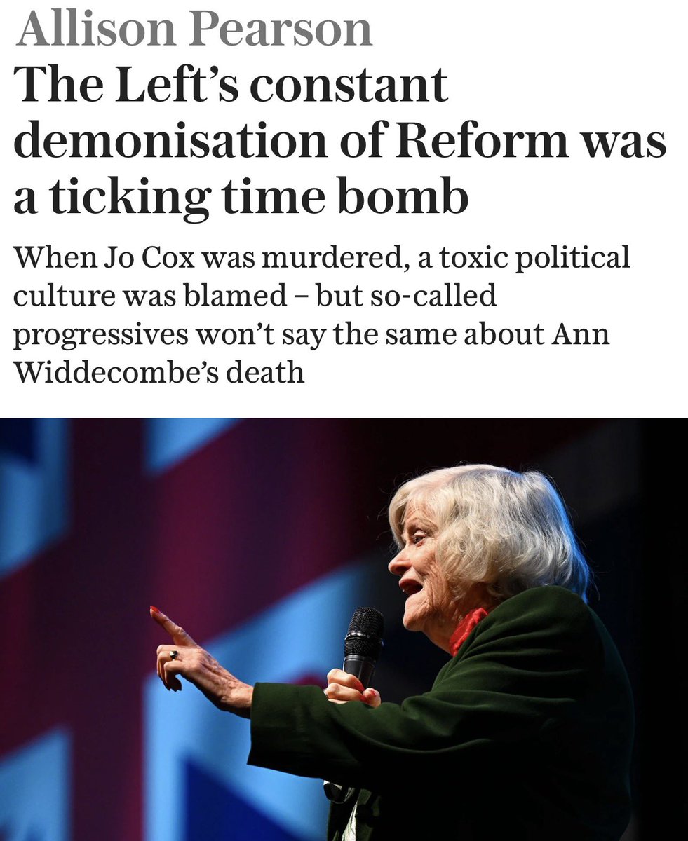 boot15_vu's tweet photo. It saddens me that the murder of Anne Widdecombe has already been forgotten — wormholed by a murky Government.

A former MP murdered in her own home. A murder investigation transferred to counter-terrorism police after “new information and evidence”. A suspect charged with terrorism offences.

Compare that with Jo Cox — whose murder was rightly covered extensively, including throughout the investigation, trial and conviction, and beyond.

Why does Anne Widdecombe — not her case — seem to have disappeared from the national conversation?

Elianne Andam, Wayne Broadhurst, Henry Nowak, the list goes on. 

That tells you something rather depressing about the priorities of our society today. 😪