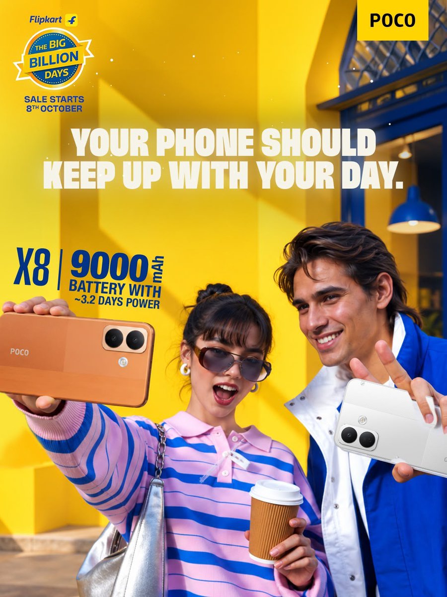 IndiaPOCO's tweet photo. Your plans don’t have a curfew, why should your battery.

That's exactly where the POCO X8  comes in.

#POCOX8 #POCOX8Series #POCO #POCOIndia https://t.co/s12rXjusxD