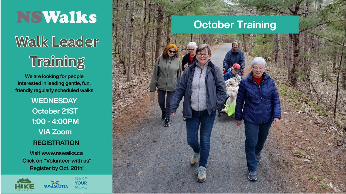 HikeNS's tweet photo. Do you like to walk & want to give back to your community? Join us virtually on Wednesday, October 21st. #NSWalks is a program of @HikeNS supported by @nsgov More info:
https://t.co/AY6rSWUC4M https://t.co/cFV8GaPYYP